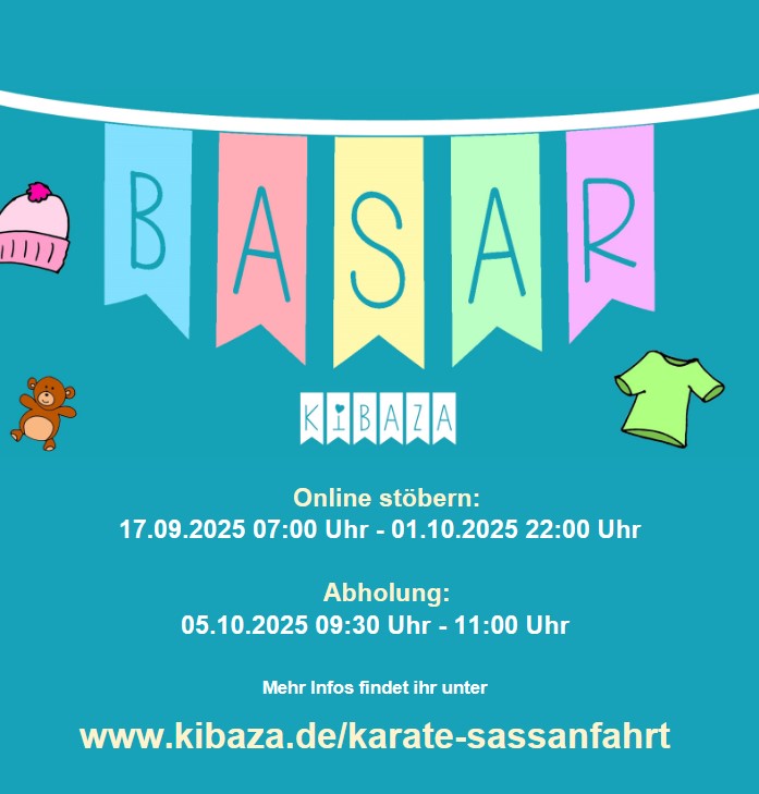 Ausschreibung des Kinderbasars des Ju-Schin-Kai Karate Hirschaid